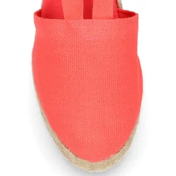 Alpargata clásica mujer con cuña tipo Valenciana en lona piqué CORAL.