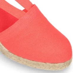 Alpargata clásica mujer con cuña tipo Valenciana en lona piqué CORAL.