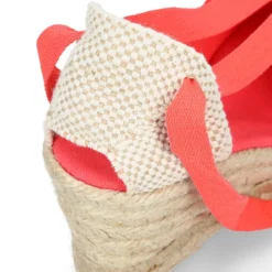 Alpargata clásica mujer con cuña tipo Valenciana en lona piqué CORAL.