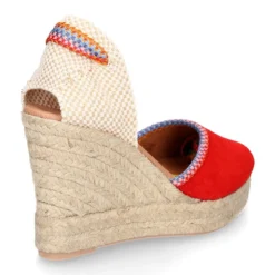 Alpargata mujer cuña tipo valenciana con cintas MULTICOLOR en piel serraje.