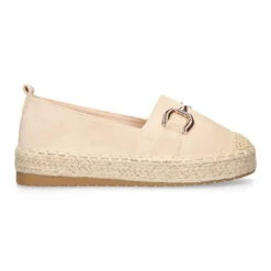 Alpargata mujer tipo mocasín con estribo en color dorado