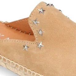 Alpargata mujer tipo MULE en piel serraje con estrellas.