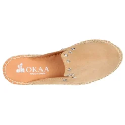 Alpargata mujer tipo MULE en piel serraje con estrellas.