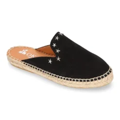 Alpargata mujer tipo MULE en piel serraje con estrellas.