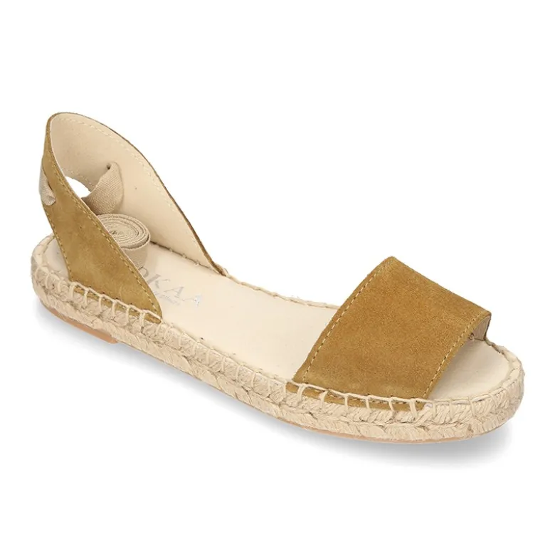 Alpargata mujer tipo SANDALIA con cintas estilo valenciana en piel serraje.
