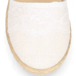 Alpargata niña ARRAS en lino blanco con diseño con puntilla.