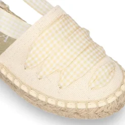 Alpargata niña con cintas VICHY en lona piqué BEIGE.