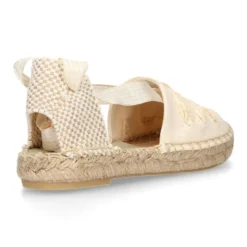 Alpargata niña con cintas VICHY en lona piqué BEIGE.
