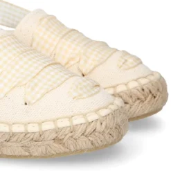 Alpargata niña con cintas VICHY en lona piqué BEIGE.