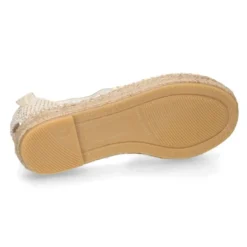 Alpargata niña con cintas VICHY en lona piqué BEIGE.