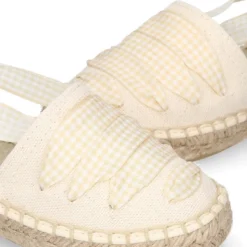 Alpargata niña con cintas VICHY en lona piqué BEIGE.