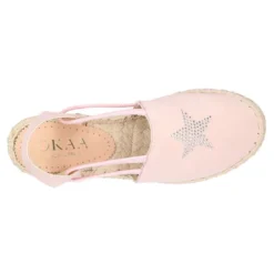 Alpargata niña con ESTRELLAS y elásticos en piel serraje.