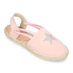Alpargata niña con ESTRELLAS y elásticos en piel serraje.