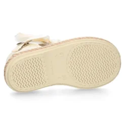 Alpargata niña con LAZO SEDA en lona piqué algodón beige.