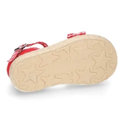 Alpargata niña en lino rojo con lazo VICHY.