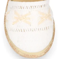 Alpargata niña en lona algodón blanco con diseño con puntilla.