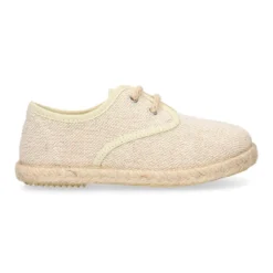 Alpargata niño Ceremonia tipo Blucher de lino natural con cordones