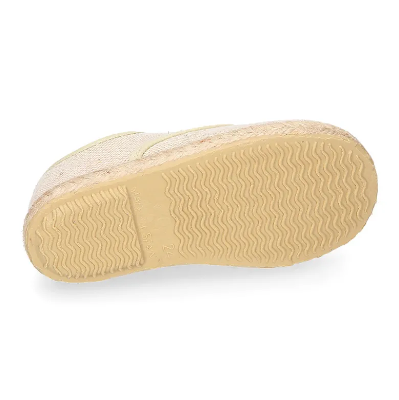 Alpargata niño Ceremonia tipo Blucher de lino natural con cordones