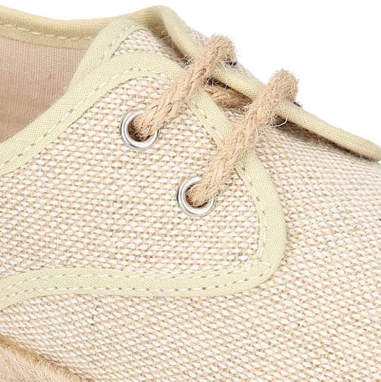 Alpargata niño Ceremonia tipo Blucher de lino natural con cordones