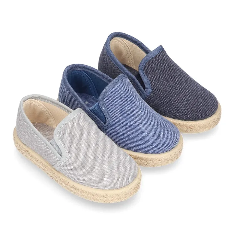 Alpargata niño con elásticos tipo SLIP ON en lona lavada.