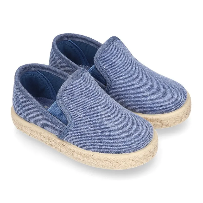Alpargata niño con elásticos tipo SLIP ON en lona lavada.