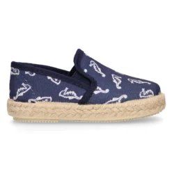 Alpargata niño con elásticos tipo Slip on en lona con CABALLITOS DE MAR.