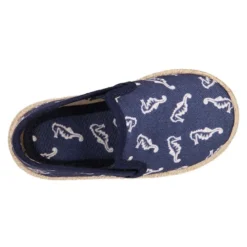 Alpargata niño con elásticos tipo Slip on en lona con CABALLITOS DE MAR.