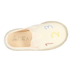 Alpargata niño números y letras con elásticos tipo SLIP ON en lona piqué.