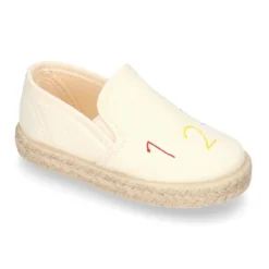Alpargata niño números y letras con elásticos tipo SLIP ON en lona piqué.