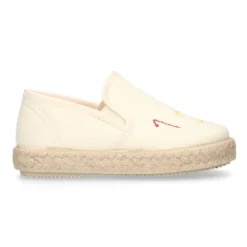 Alpargata niño números y letras con elásticos tipo SLIP ON en lona piqué.