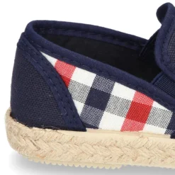 Alpargata niños con elásticos tipo slip on en lona con CUADROS.