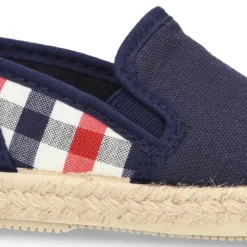 Alpargata niños con elásticos tipo slip on en lona con CUADROS.