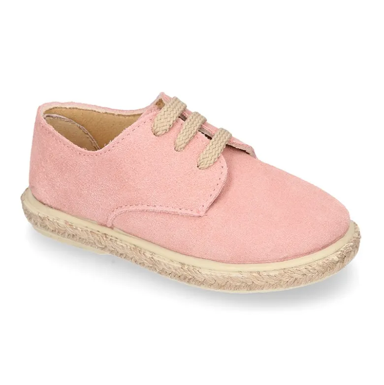 Alpargata niños tipo Blucher con cordones en SERRAJE.