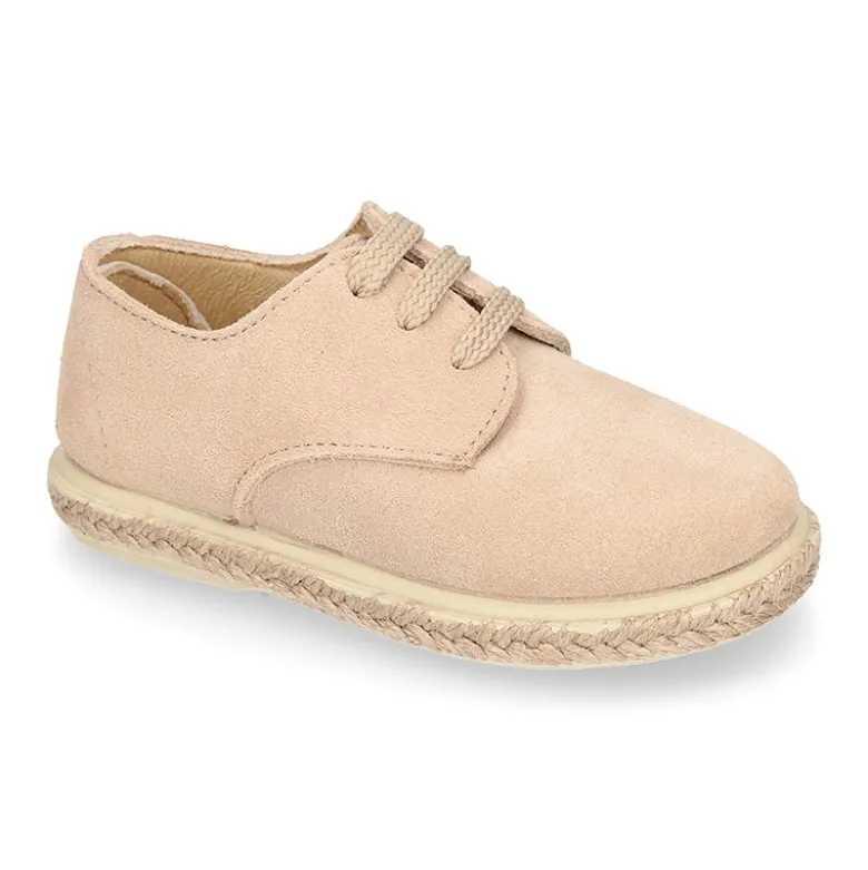 Alpargata niños tipo Blucher con cordones en SERRAJE.