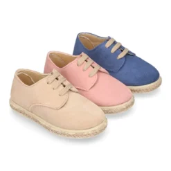 Alpargata niños tipo Blucher con cordones en SERRAJE.