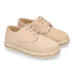 Alpargata niños tipo Blucher con cordones en SERRAJE.