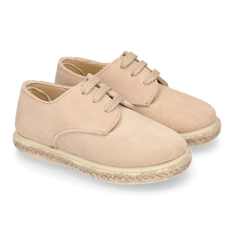 Alpargata niños tipo Blucher con cordones en SERRAJE.
