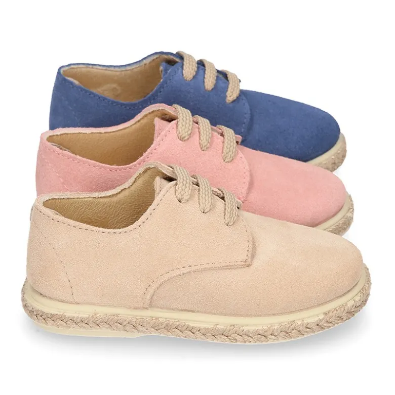 Alpargata niños tipo Blucher con cordones en SERRAJE.