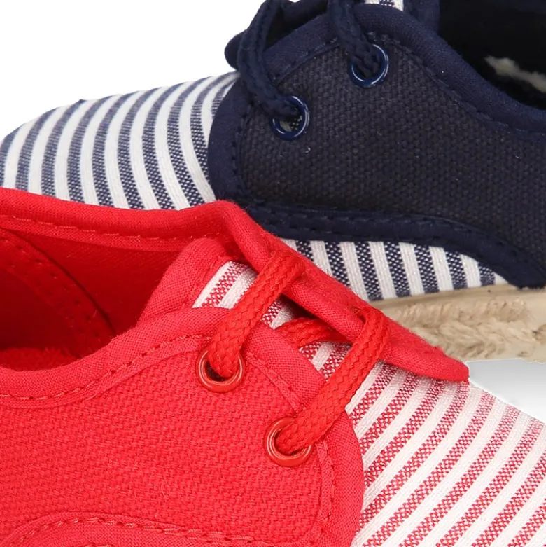 Alpargata niños tipo BLUCHER en lona con RAYAS.