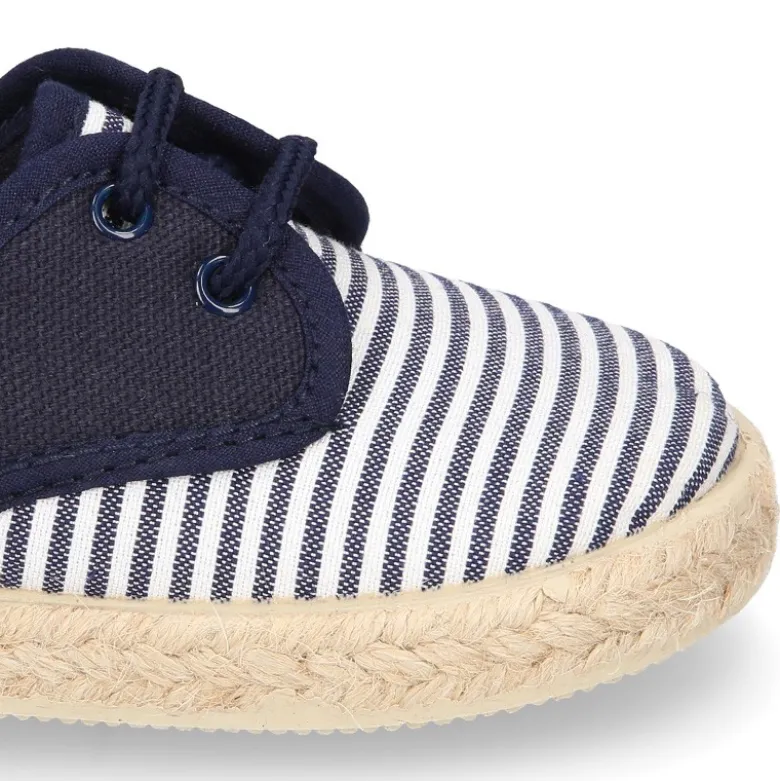 Alpargata niños tipo BLUCHER en lona con RAYAS.