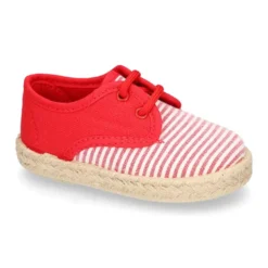 Alpargata niños tipo BLUCHER en lona con RAYAS.