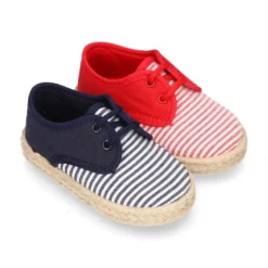 Alpargata niños tipo BLUCHER en lona con RAYAS.