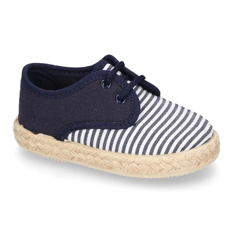 Alpargata niños tipo BLUCHER en lona con RAYAS.