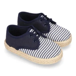 Alpargata niños tipo BLUCHER en lona con RAYAS.