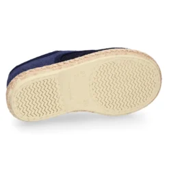Alpargata niño tipo Blucher con cordones en piel serraje con lino natural.