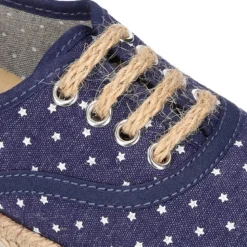 Alpargata niño tipo blucher con cordones en lona jeans con ESTRELLAS.