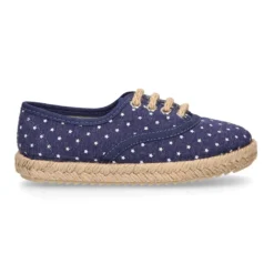 Alpargata niño tipo blucher con cordones en lona jeans con ESTRELLAS.