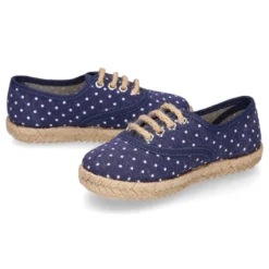 Alpargata niño tipo blucher con cordones en lona jeans con ESTRELLAS.