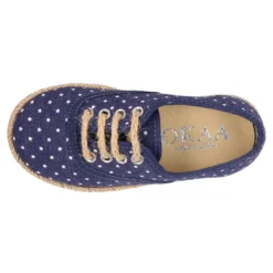 Alpargata niño tipo blucher con cordones en lona jeans con ESTRELLAS.