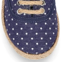 Alpargata niño tipo blucher con cordones en lona jeans con ESTRELLAS.